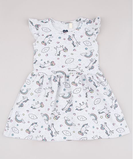 Vestido-Infantil-Estampado-de-Unicornios-com-Babado-Sem-Manga-Cinza-Mescla-Claro-9742273-Cinza_Mescla_Claro_1