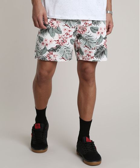Bermuda-Masculina-Estampada-Floral-com-Cordao-Branca-9755319-Branco_1
