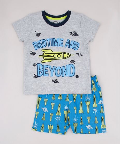 Pijama-Infantil--Bed-time-and-Beyond--Lunar-Manga-Curta-Cinza-Mescla-9751947-Cinza_Mescla_1
