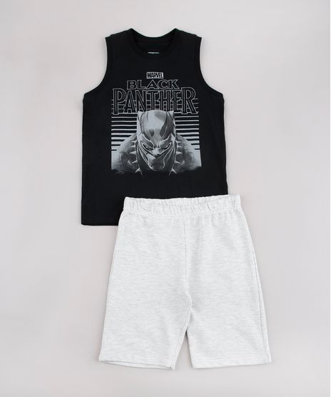 Conjunto-Infantil-de-Regata-Pantera-Negra-Preta---Bermuda-em-Moletom-Cinza-Mescla-Claro-9736687-Cinza_Mescla_Claro_1