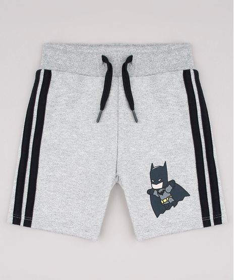 Bermuda-Infantil-Batman-em-Moletom-com-Faixas-Laterais-Cinza-Mescla-9730344-Cinza_Mescla_1