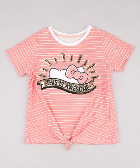 Blusa-Infantil-Hello-Kitty-Listrada-com-Paete-e-No-Manga-Curta-Coral-9680221-Coral_1