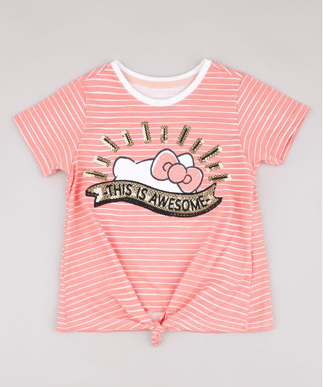 Blusa-Infantil-Hello-Kitty-Listrada-com-Paete-e-No-Manga-Curta-Coral-9680221-Coral_1