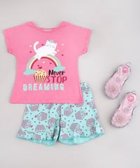 Pijama-Infantil-com-Estampa-de-Gatinho-Manga-Curta-Rosa-9751955-Rosa_3