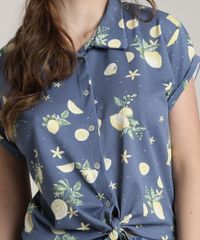 Camisa-Feminina-Estampada-de-Limao-com-No-Manga-Curta-Azul-9696179-Azul_4