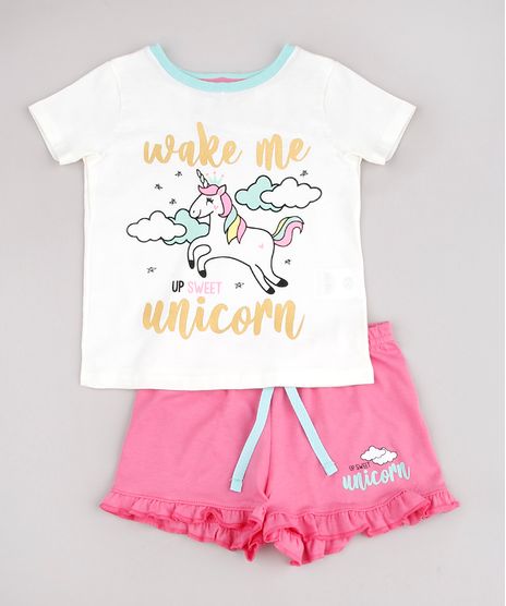 Pijama-Infantil-com-Estampa-de-Unicornio-Manga-Curta-Off-White-9751956-Off_White_1