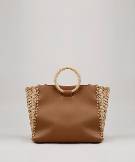 Bolsa-Feminina-Shopper-Grande-com-Palha-Marrom-9637364-Marrom_1