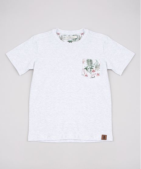 Camiseta-Infantil-com-Bolso-Estampado-de-Folhagem-Manga-Curta-Cinza-9827538-Cinza_1