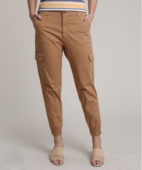Calca-de-Sarja-Feminina-Jogger-Cargo-Cintura-Media-Caramelo-9758590-Caramelo_1
