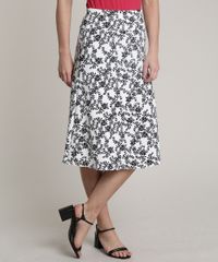 Saia-Feminina-Midi-Evase-Estampada-de-Folhagem-Branca-9696651-Branco_1