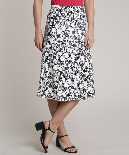 Saia-Feminina-Midi-Evase-Estampada-de-Folhagem-Branca-9696651-Branco_1