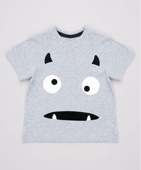 Camiseta-Infantil-Halloween-Monstro-Manga-Curta-Cinza-Mescla-9702933-Cinza_Mescla_1
