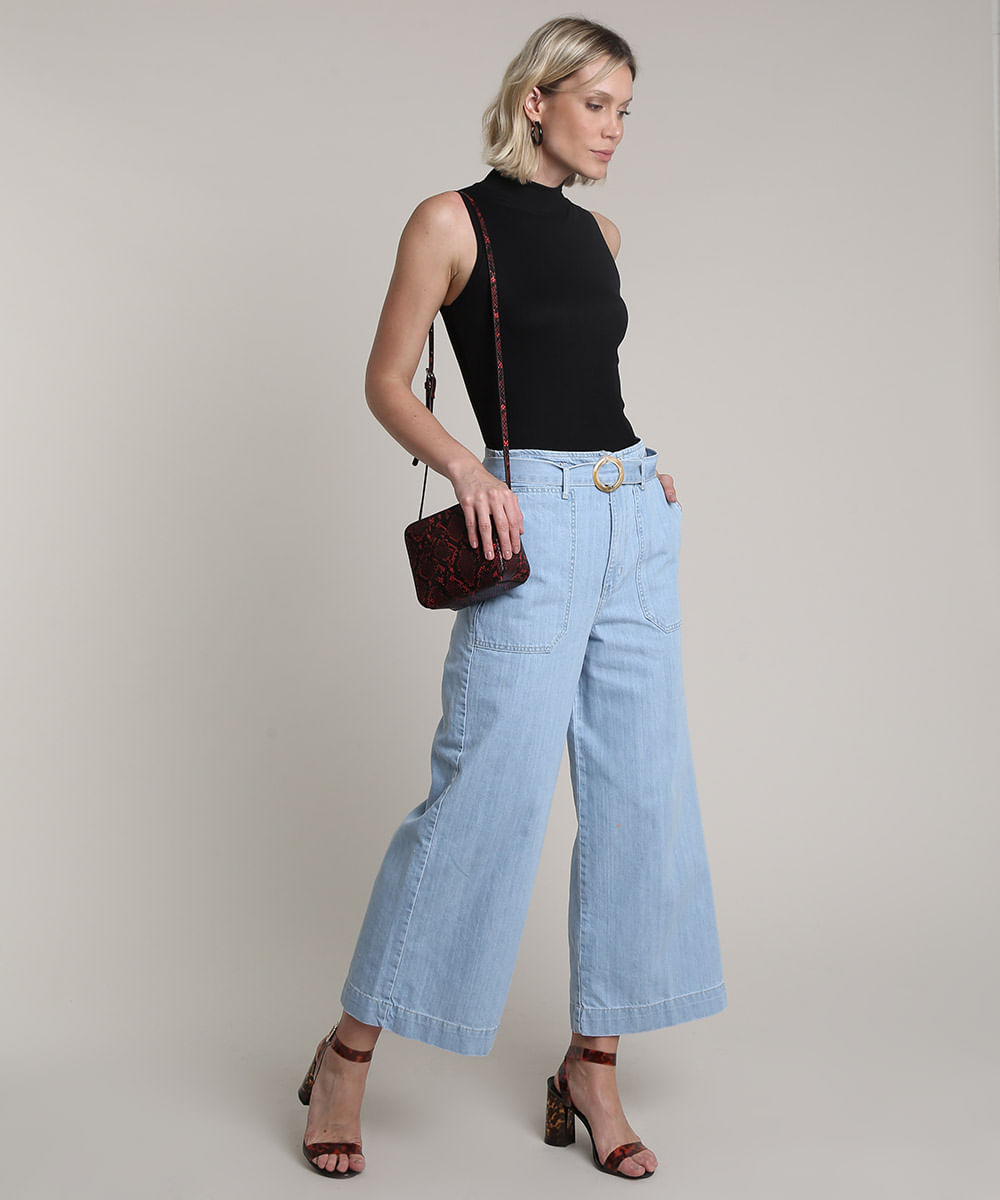 calça pantacourt jeans c&a