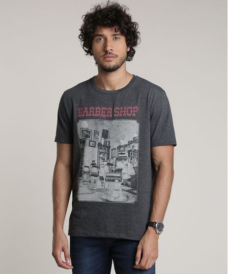 Camiseta-Masculina--Barber-Shop--Manga-Curta-Gola-Careca-Cinza-Mescla-Escuro-9780497-Cinza_Mescla_Escuro_1