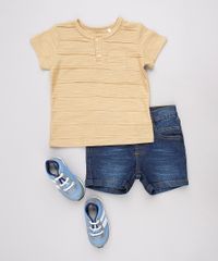 Camiseta-Infantil-Texturizada-com-Bolso-Manga-Curta-Gola-Portuguesa--Bege-9760202-Bege_3