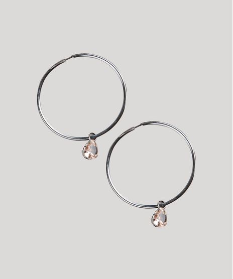 Brinco-Feminino-Folheado-de-Argola-com-Pedra-Grafite-9657487-Grafite_1