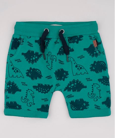 Bermuda-Infantil-Estampada-de-Dinossauros-em-Moletom-Verde-9729574-Verde_1