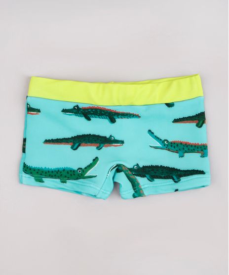 Sunga-Infantil-Boxer-Estampada-de-Jacare-com-Protecao-UV50--Verde-Agua-9743854-Verde_Agua_1