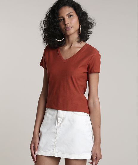 Blusa-Feminina-Basica-Flame-Decote-V-Manga-Curta-Cobre-8525926-Cobre_1