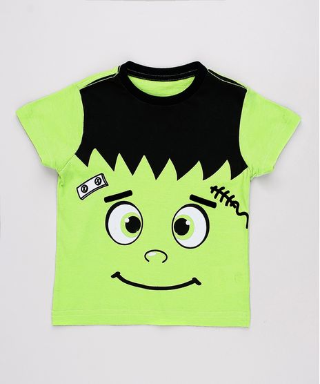 Camiseta-Infantil-Halloween-Frankenstein-Manga-Curta-Verde-9702935-Verde_1
