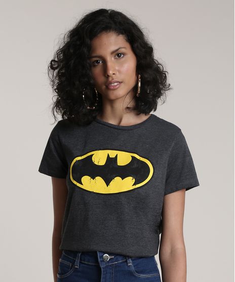 Blusa-Feminina-Batman-Manga-Curta-Decote-Redondo-Cinza-Mescla-Escuro-9722565-Cinza_Mescla_Escuro_1