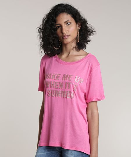 Blusa-Feminina--Summer--com-Glitter-Manga-Curta-Decote-Redondo-Pink-9718814-Pink_1