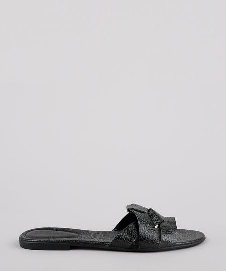 Rasteira-Feminina-Oneself-Texturizada-Cobra-Preta-9683137-Preto_1