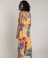 Macacao-Feminino-Pantacourt-Estampado-Floral-com-Babado-Alcas-Finas-Mostarda-9632922-Mostarda_2