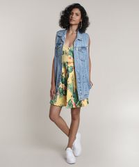 Vestido-Feminino-Curto-Evase-Estampado-de-Folhagem-Alcas-Medias-Amarelo-9708588-Amarelo_3
