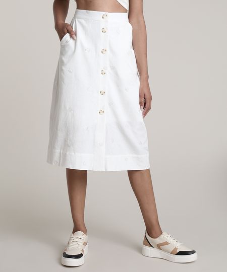 Saia-Feminina-Midi-com-Bordado-de-Folhagem-e-Botoes-Off-White-9632917-Off_White_1
