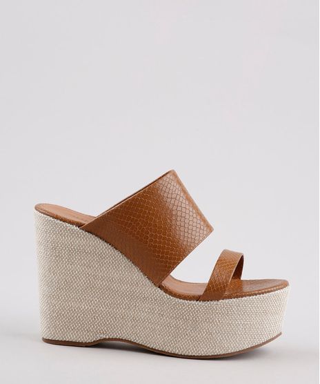 Tamanco-Feminino-Oneself-Plataforma-Texturizado-Cobra-Caramelo-9683911-Caramelo_1