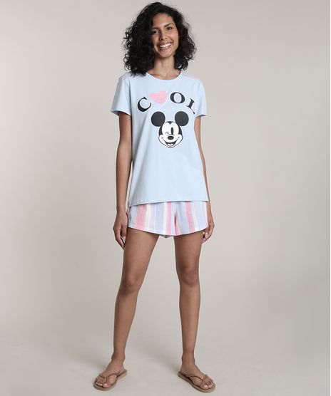 Pijama-Feminino-Mickey--Cool--Manga-Curta-Azul-Claro-9610506-Azul_Claro_1