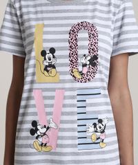 Camisola-Feminina-Mickey-Love-Listrada-Manga-Curta-Cinza-Mescla-Claro-9610505-Cinza_Mescla_Claro_3