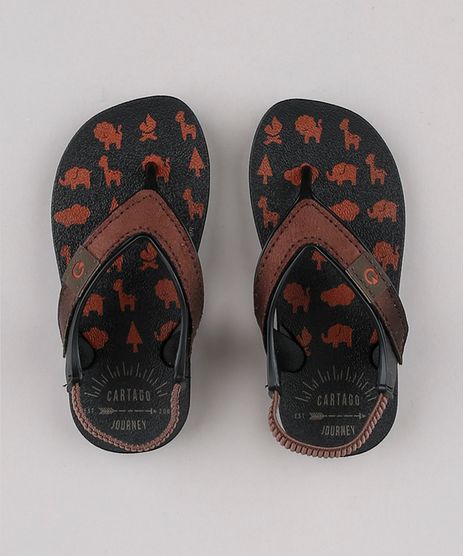 Chinelo-Infantil-Cartago-Estampado-de-Bichos-com-Elastico-Preto-9824028-Preto_1