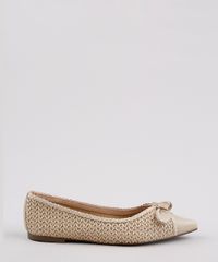 Sapatilha-Feminina-Via-Uno-Bico-Fino-Texturizada-com-Laco-Bege-Claro-9686041-Bege_Claro_1