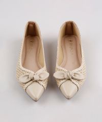 Sapatilha-Feminina-Via-Uno-Bico-Fino-Texturizada-com-Laco-Bege-Claro-9686041-Bege_Claro_4