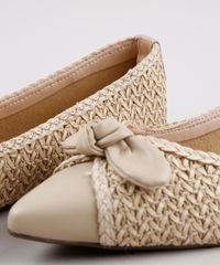 Sapatilha-Feminina-Via-Uno-Bico-Fino-Texturizada-com-Laco-Bege-Claro-9686041-Bege_Claro_5