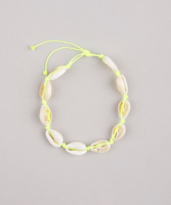 Pulseira em Cordão Feminina com Búzios Amarelo Neon Único