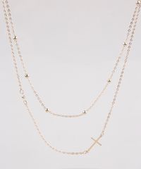 Colar-Feminino-Duplo-Folheado-com-Cruz-e-Esferas-Dourado-9662420-Dourado_1