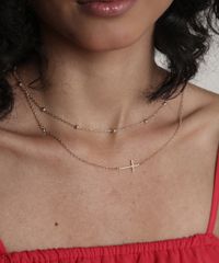 Colar-Feminino-Duplo-Folheado-com-Cruz-e-Esferas-Dourado-9662420-Dourado_2