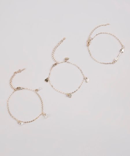 Kit-de-3-Pulseiras-Femininas-Flecha-e-Coracao-Dourado-9662428-Dourado_1