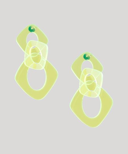 Brinco-Feminino-com-Elos-Amarelo-Neon-9657454-Amarelo_Neon_1