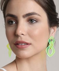 Brinco-Feminino-com-Elos-Amarelo-Neon-9657454-Amarelo_Neon_2