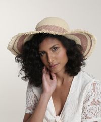 Chapeu-Feminino-Listrado-com-Aba-Desfiada-Bege-9642892-Bege_2