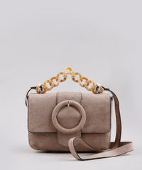 Bolsa-Feminina-Transversal-Pequena-em-Suede-com-Fivela-e-Corrente-Kaki-Escuro-9632510-Kaki_Escuro_1