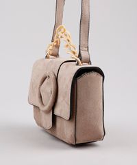 Bolsa-Feminina-Transversal-Pequena-em-Suede-com-Fivela-e-Corrente-Kaki-Escuro-9632510-Kaki_Escuro_3
