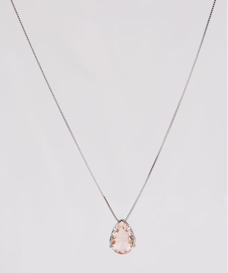 Colar-Feminino-Folheado-com-Pingente-de-Pedra-Zirconia-Grafite-9662421-Grafite_1