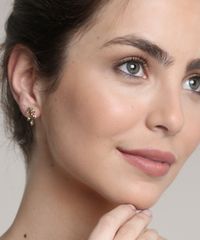 Kit-de-3-Brincos-Femininos-Folheados-com-Folhagens-Dourado-9662413-Dourado_2