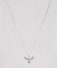 Colar-Feminino-Folheado-com-Pingente-de-Espirito-Santo-Prateado-9657504-Prateado_1