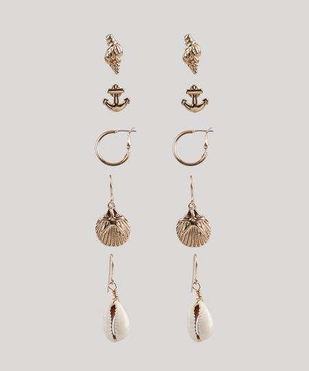 Kit-de-5-Brincos-Femininos-Maritimos-Dourado-9661847-Dourado_1